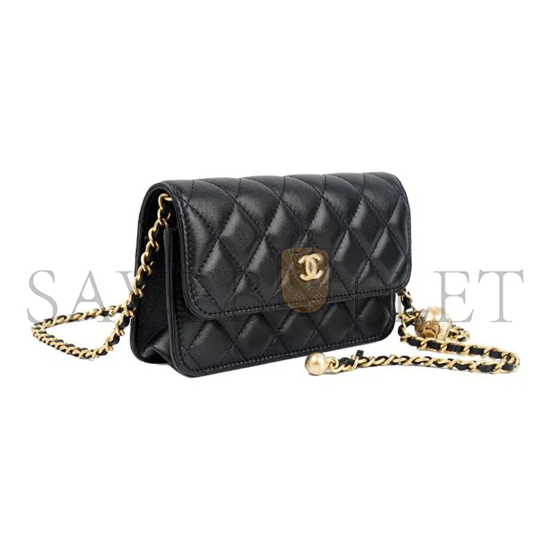 Ch**el 23c metal ball phone bag lambskin ap3071 (17*9*3cm)